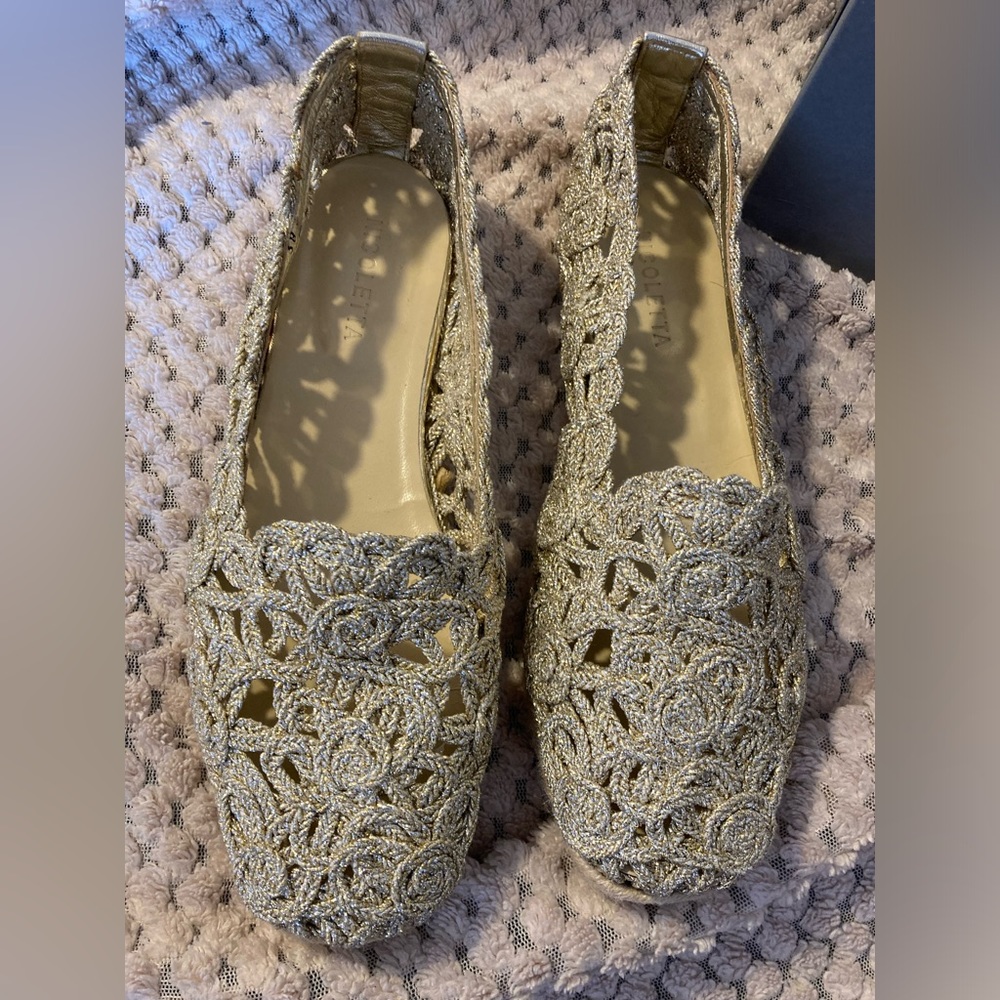 Nicoletta Made in Italy gold espadrilles